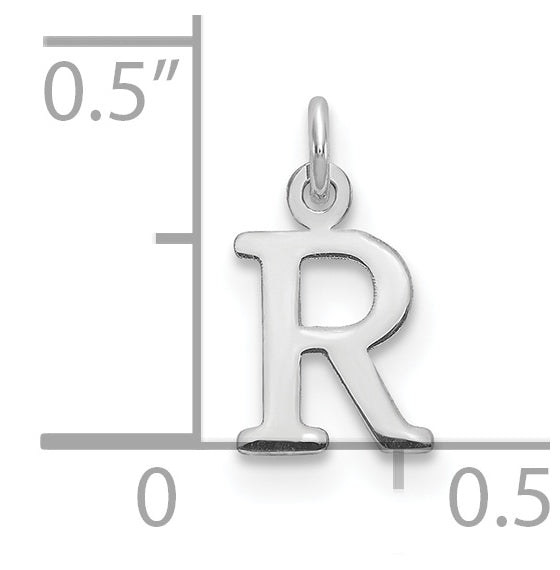 14K White Gold Cutout Letter R Initial Pendant