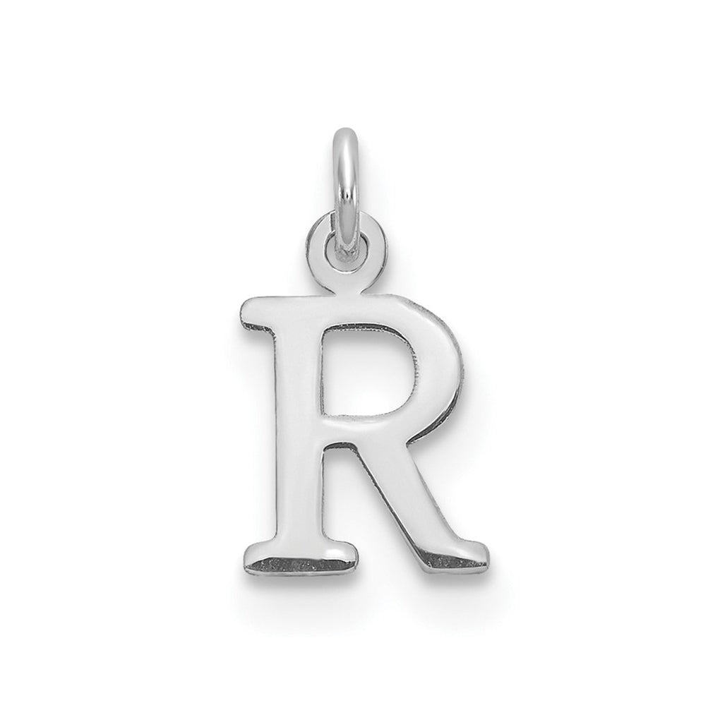 14K White Gold Cutout Letter R Initial Pendant