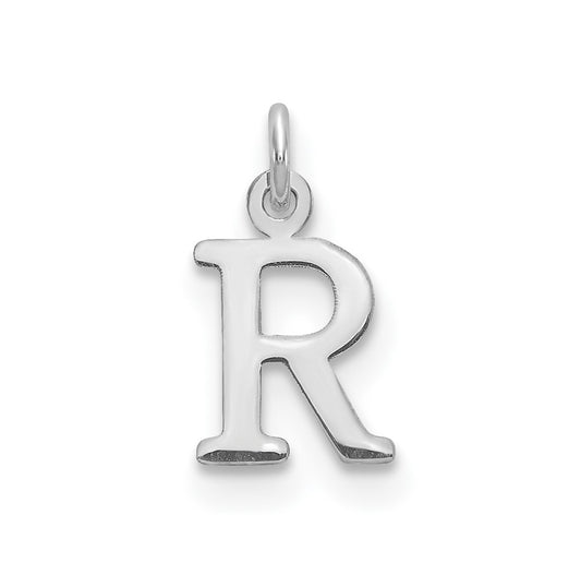 14K White Gold Cutout Letter R Initial Pendant