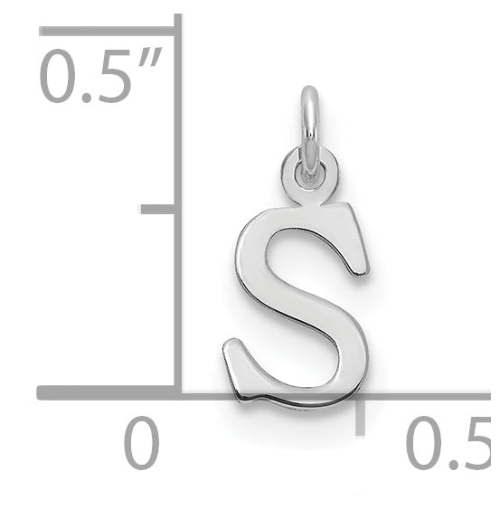 14K White Gold Cutout Letter S Initial Pendant