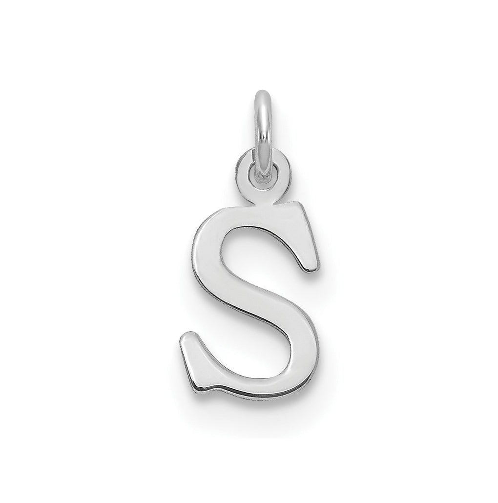 10K White Gold Cutout Letter S Initial Charm