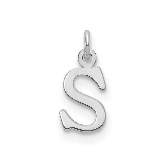14K White Gold Cutout Letter S Initial Pendant