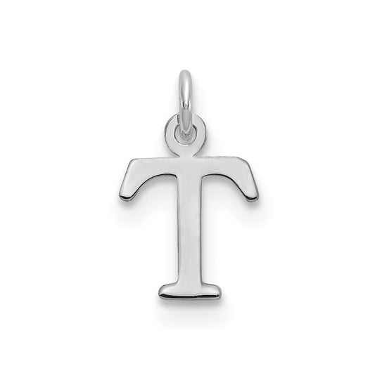 14K White Gold Cutout Letter T Initial Pendant