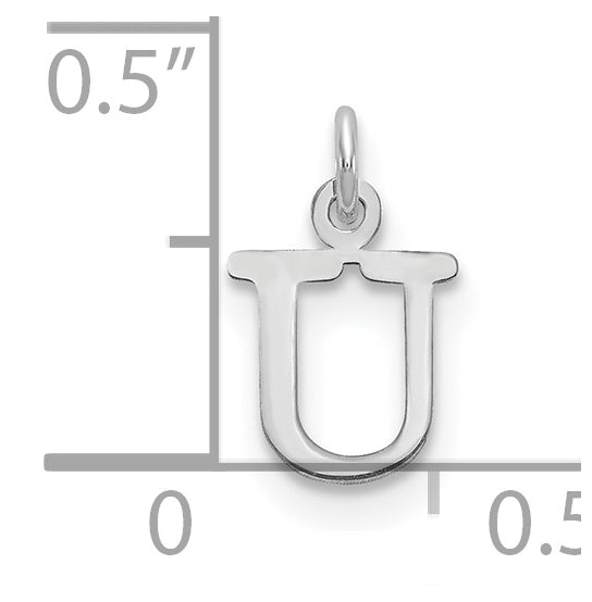 14K White Gold Cutout Letter U Initial Pendant