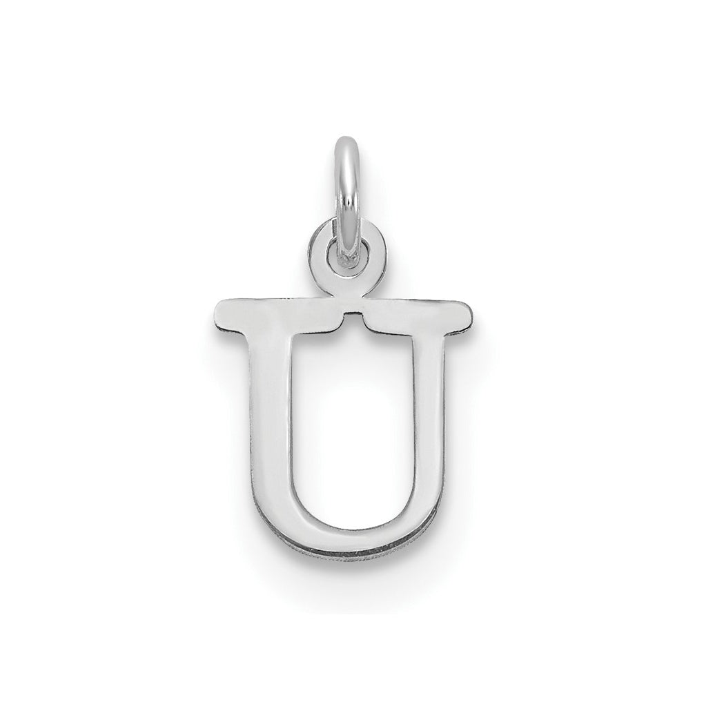 10K White Gold Cutout Letter U Initial Charm