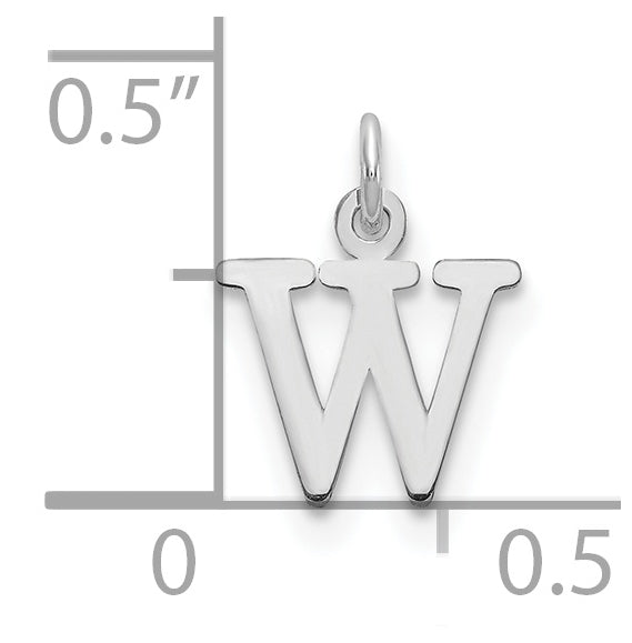 10K White Gold Cutout Letter W Initial Charm