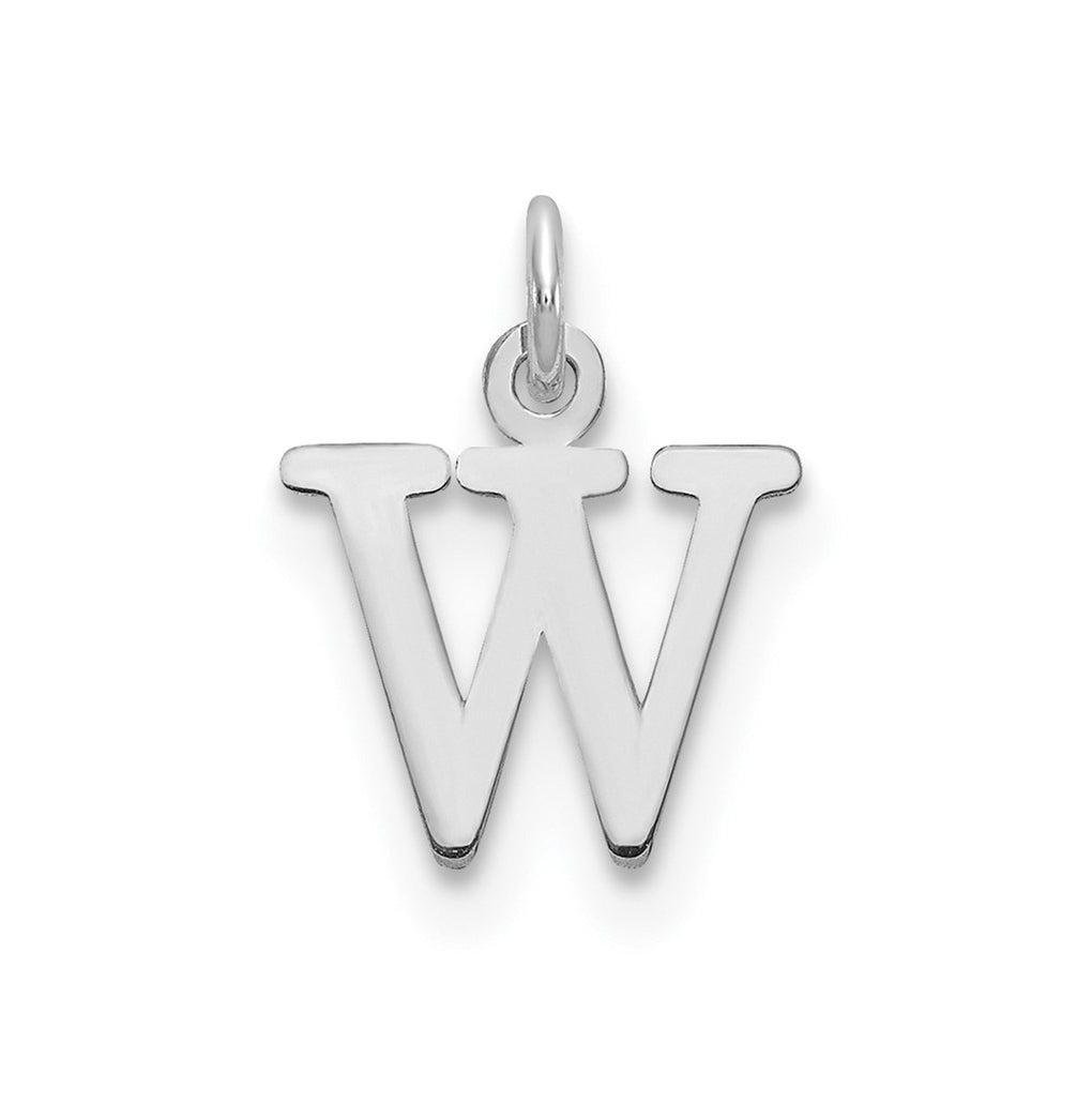 10K White Gold Cutout Letter W Initial Charm