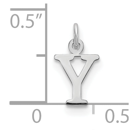 14K White Gold Cutout Letter Y Initial Pendant