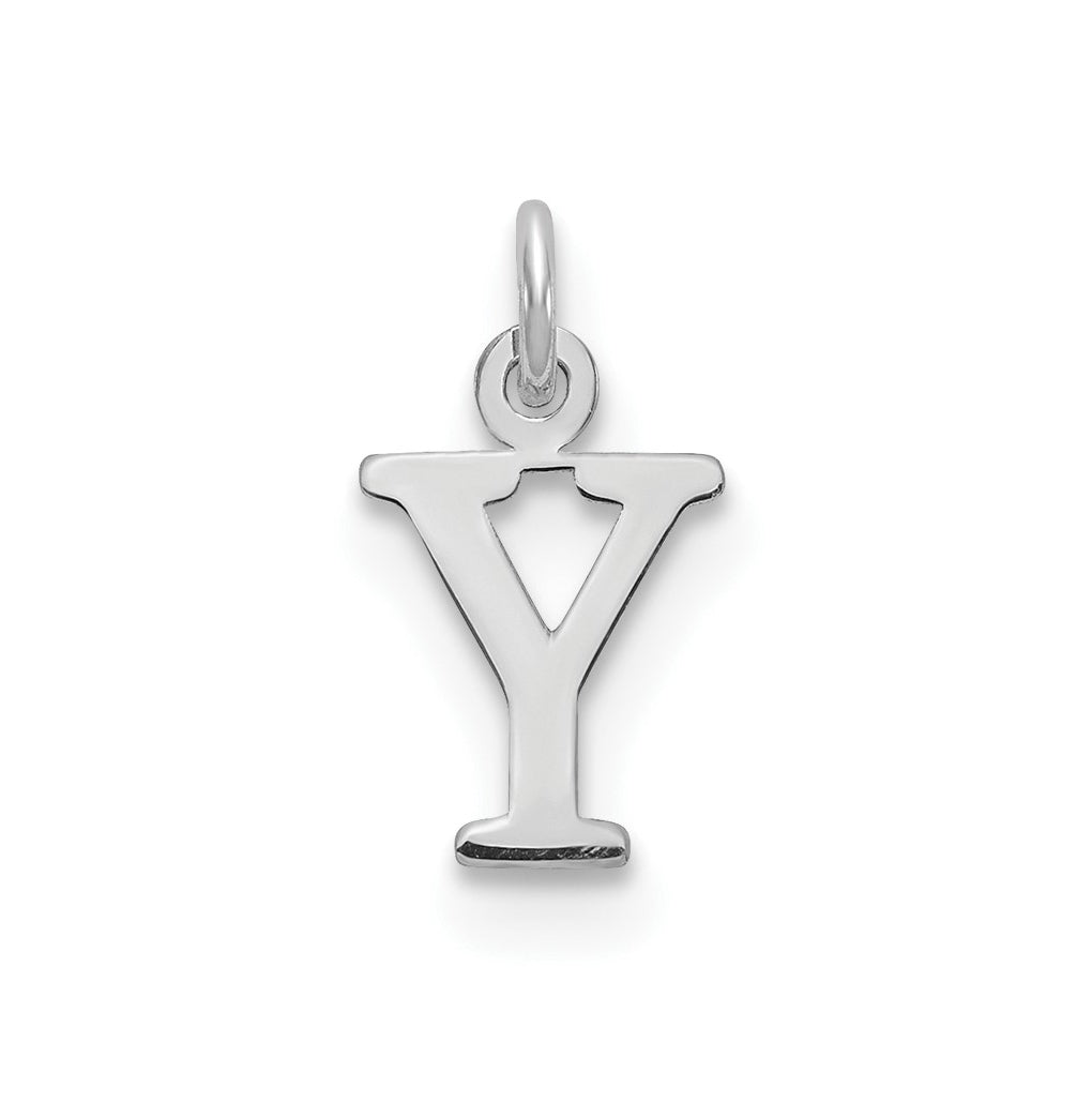 14K White Gold Cutout Letter Y Initial Pendant