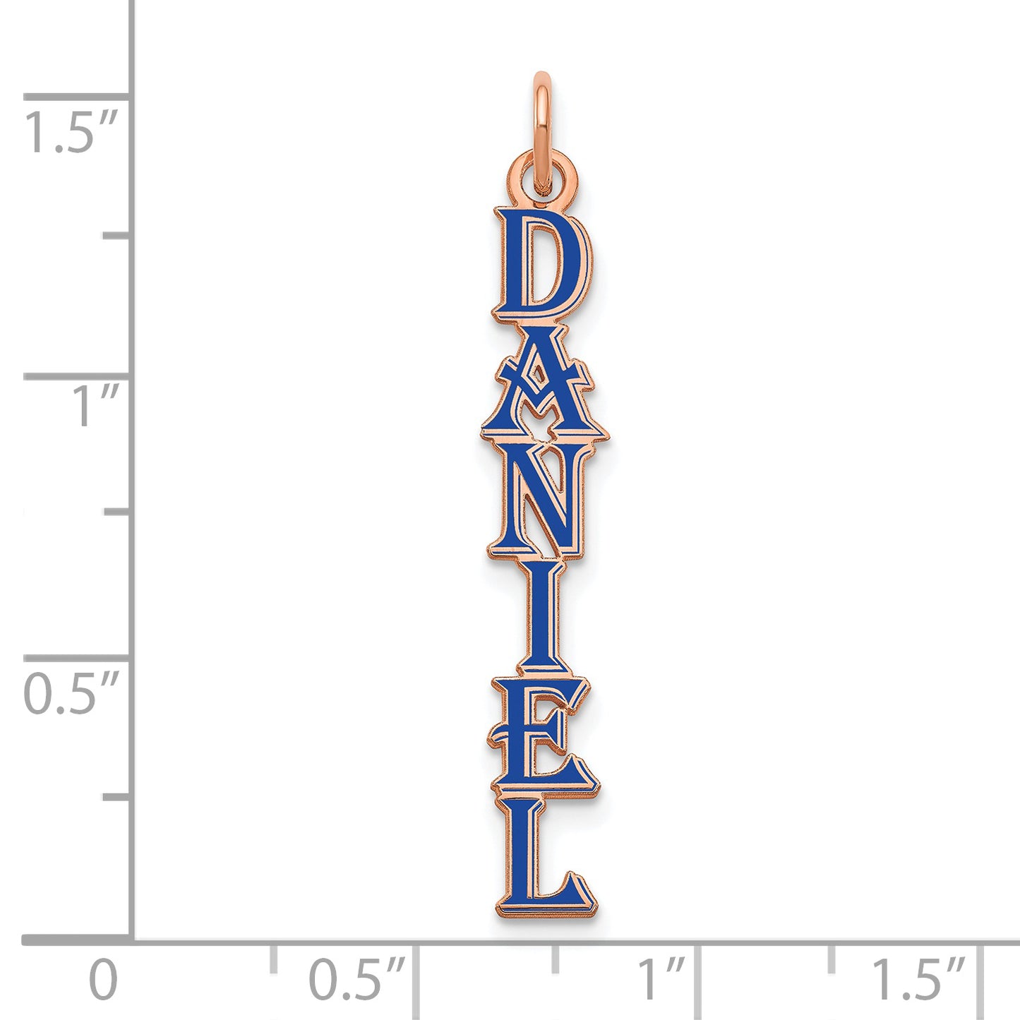 14K Rose Gold Algerian Font Vertical Name Plate Enameled Charm
