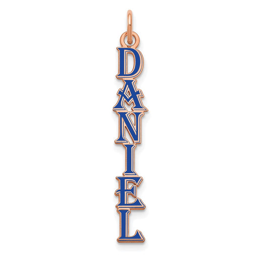 14K Rose Gold Algerian Font Vertical Name Plate Enameled Charm