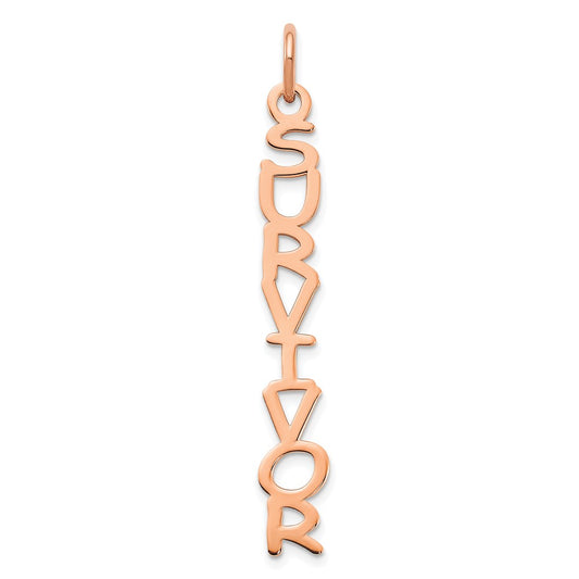 14K Rose Gold Comic Sans Font Vertical Name Plate Charm