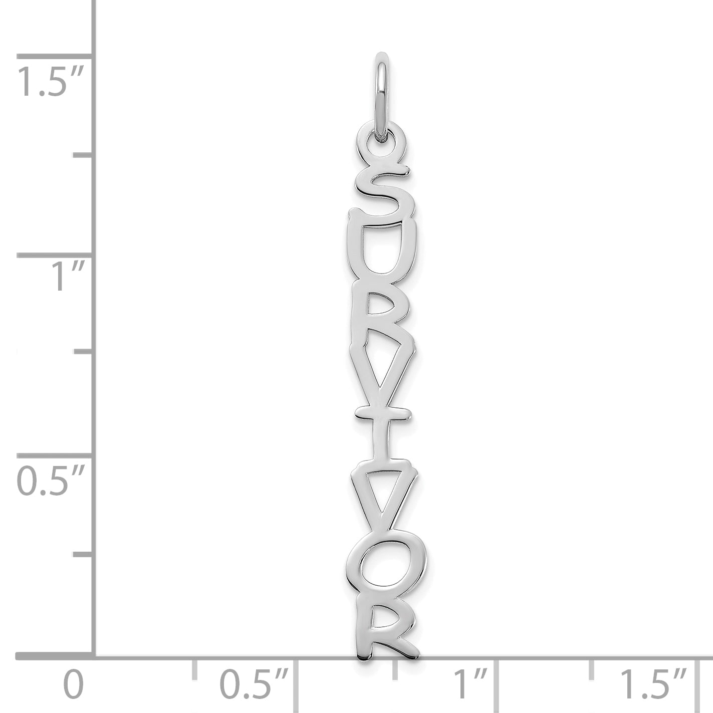 14K White Gold Comic Sans Font Vertical Name Plate Charm