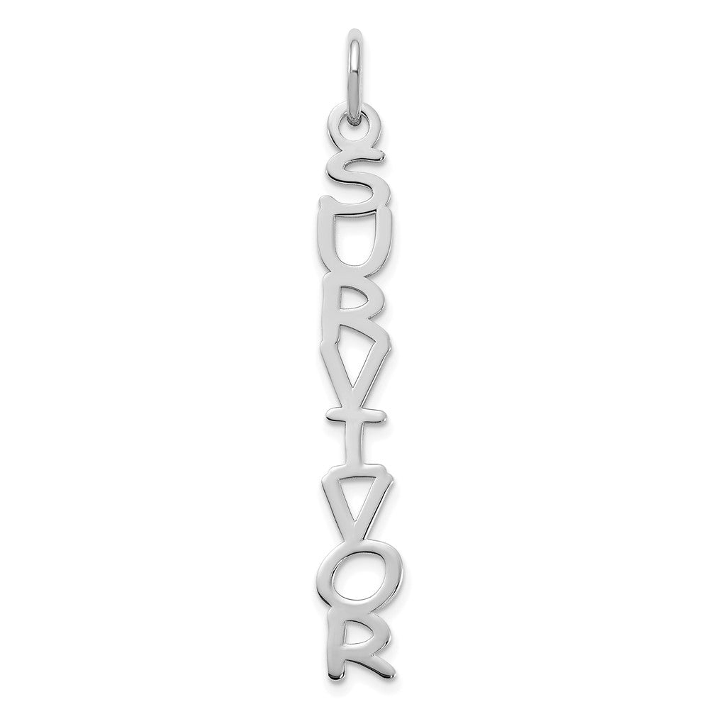 Sterling Silver Rhodium plated Comic Sans Font Vertical Name Plate Charm