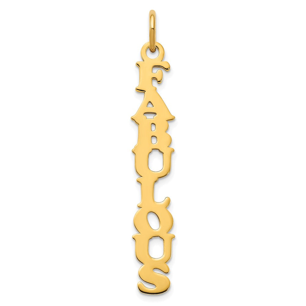 14K Yellow Gold Cooper Font Vertical Name Plate Charm
