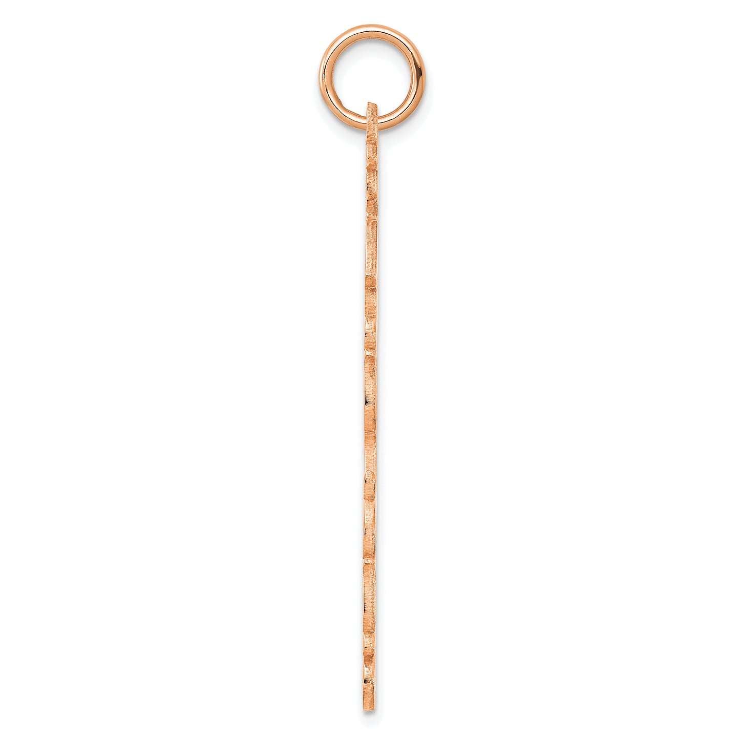 14K Rose Gold Cooper Font Vertical Name Plate Charm
