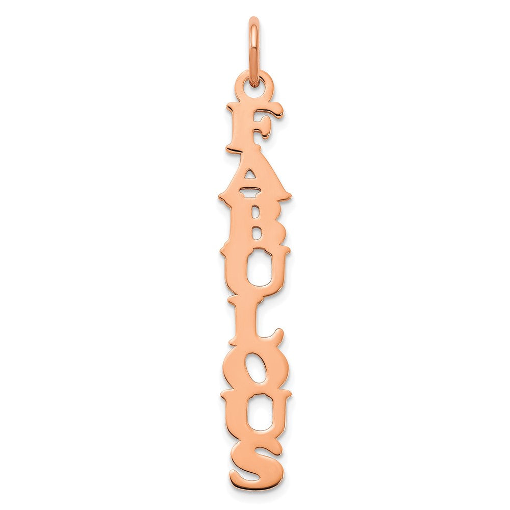 14K Rose Gold Cooper Font Vertical Name Plate Charm