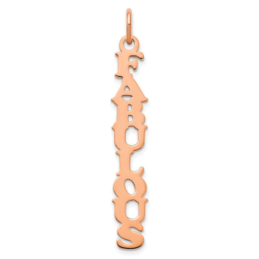 14K Rose Gold Cooper Font Vertical Name Plate Charm