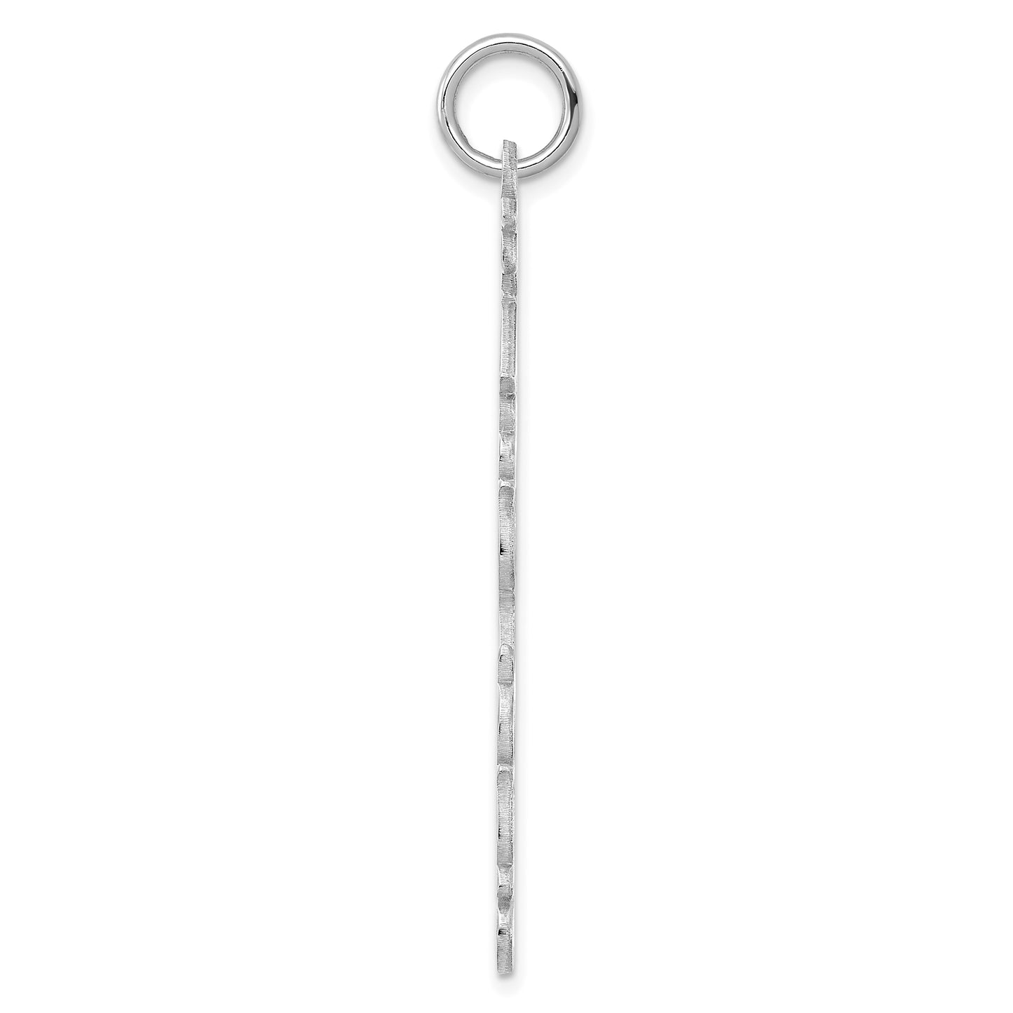 Sterling Silver Rhodium plated Cooper Font Vertical Name Plate Charm