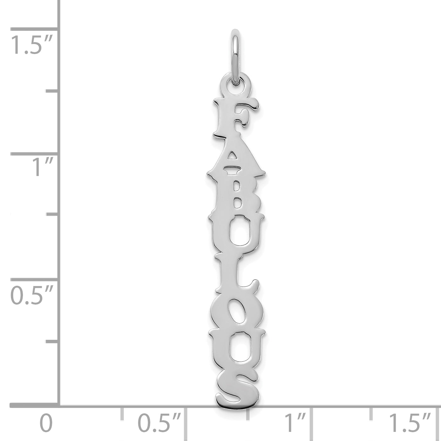 14k White Gold Cooper Font Vertical Name Plate Charm
