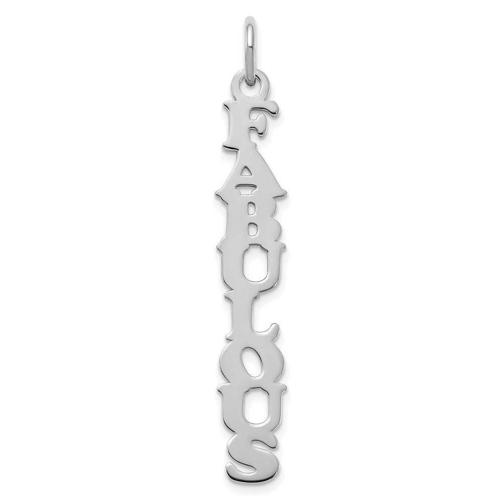 Sterling Silver Rhodium plated Cooper Font Vertical Name Plate Charm