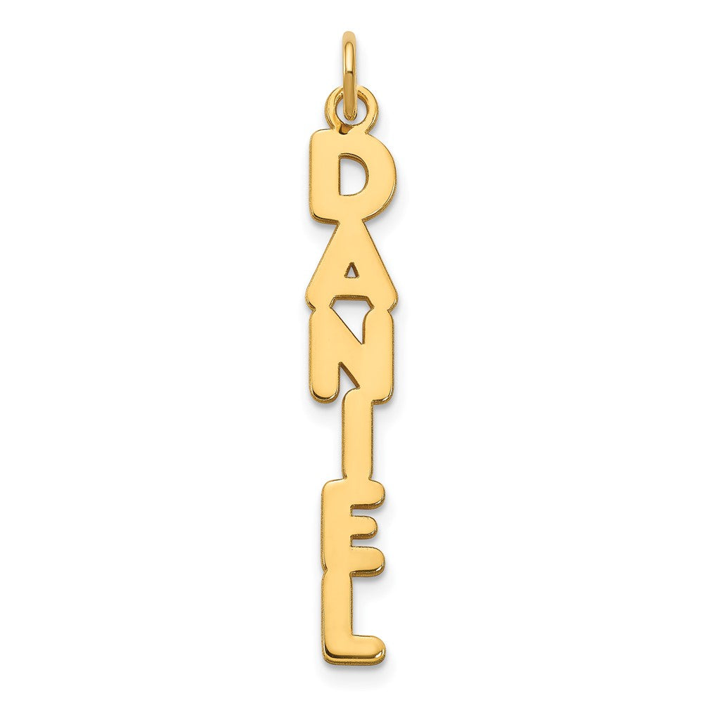 Sterling Silver Gold plated Kimberly Font Vertical Name Plate Charm