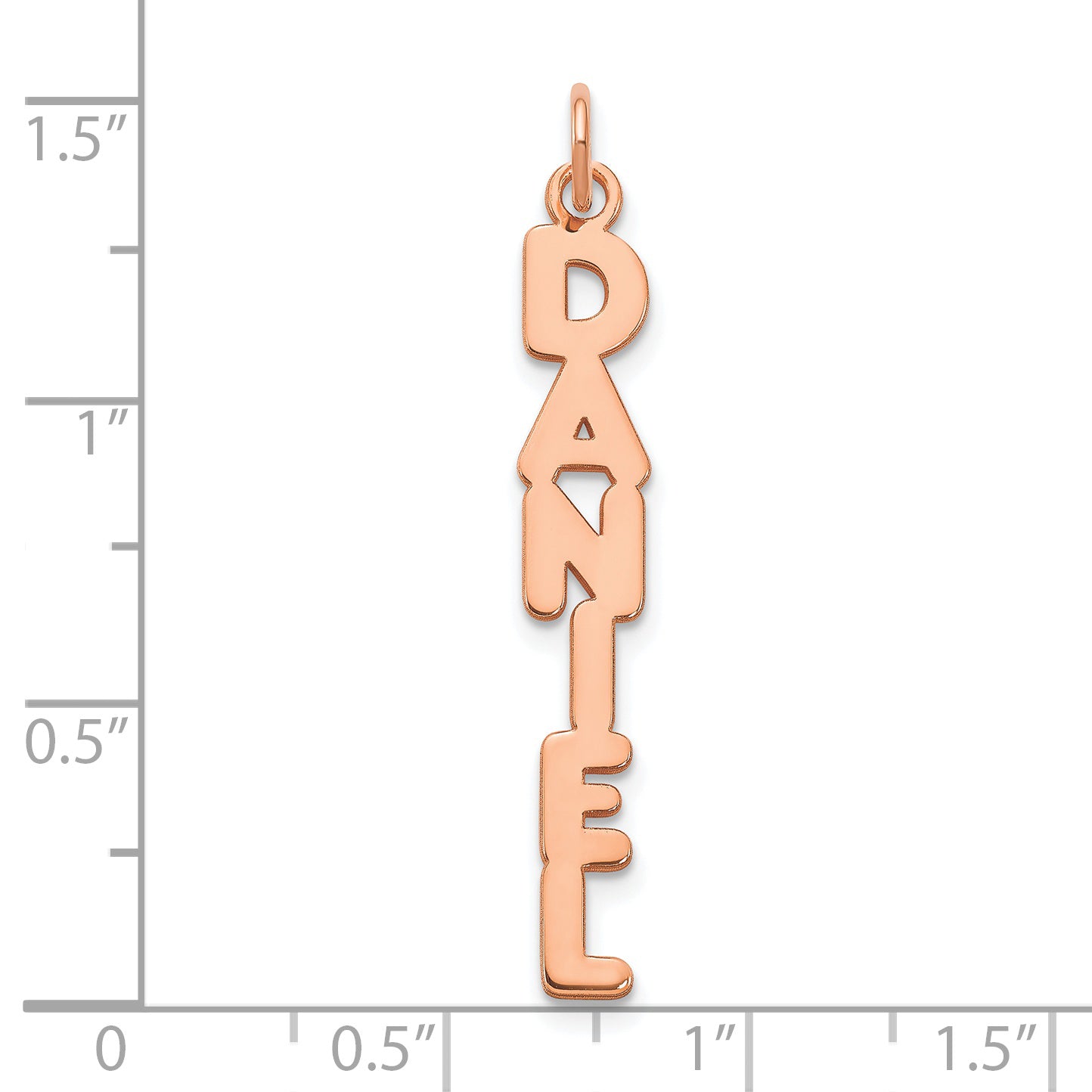 14K Rose Gold Kimberly Font Vertical Name Plate Charm