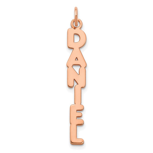 14K Rose Gold Kimberly Font Vertical Name Plate Charm