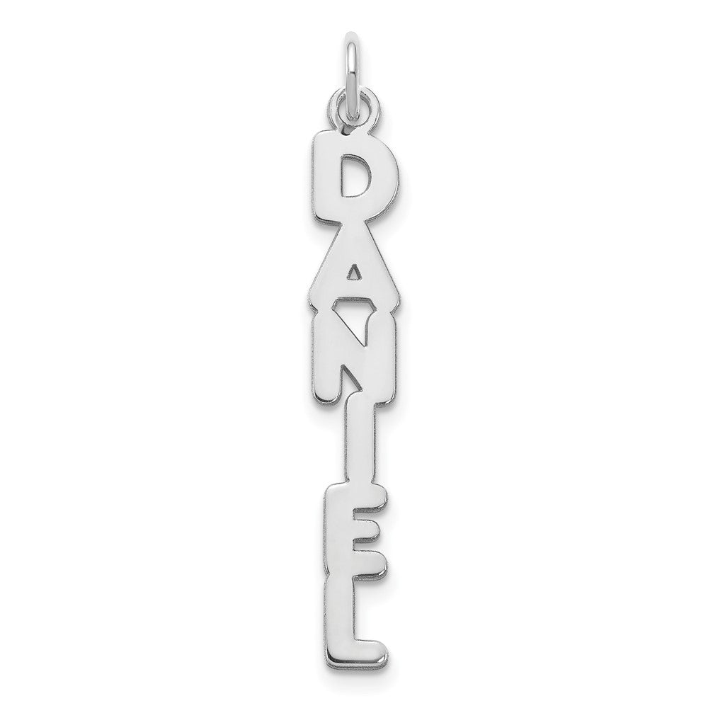 Sterling Silver Rhodium plated Kimberly Font Vertical Name Plate Charm