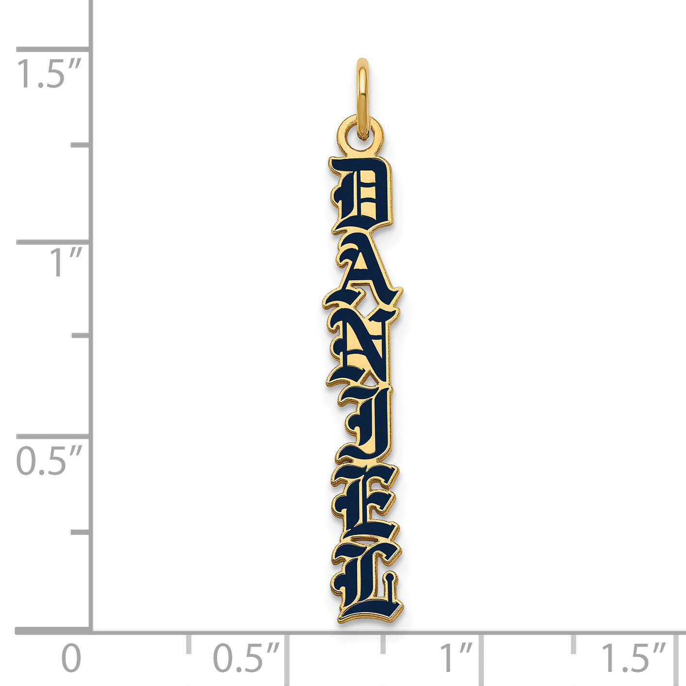 Sterling Silver Gold Plated English Towne Font Vertical Name Plate Enameled Charm