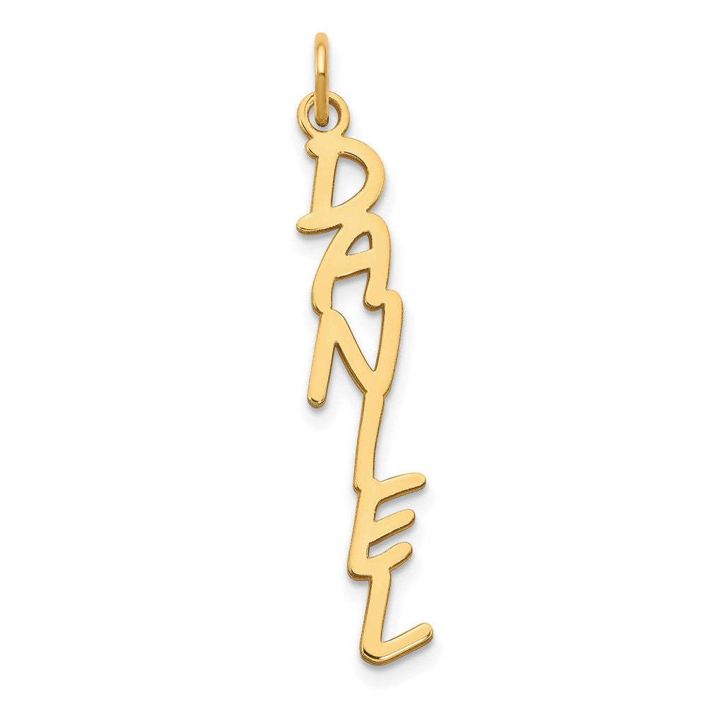 14K Yellow Gold MV Boli Font Vertical Name Plate Charm