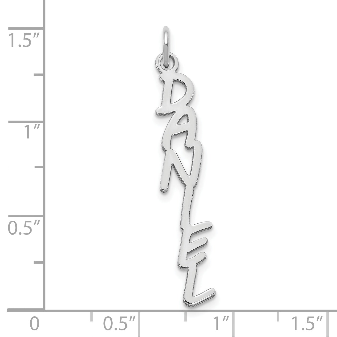 Sterling Silver Rhodium plated MV Boli Font Vertical Name Plate Charm