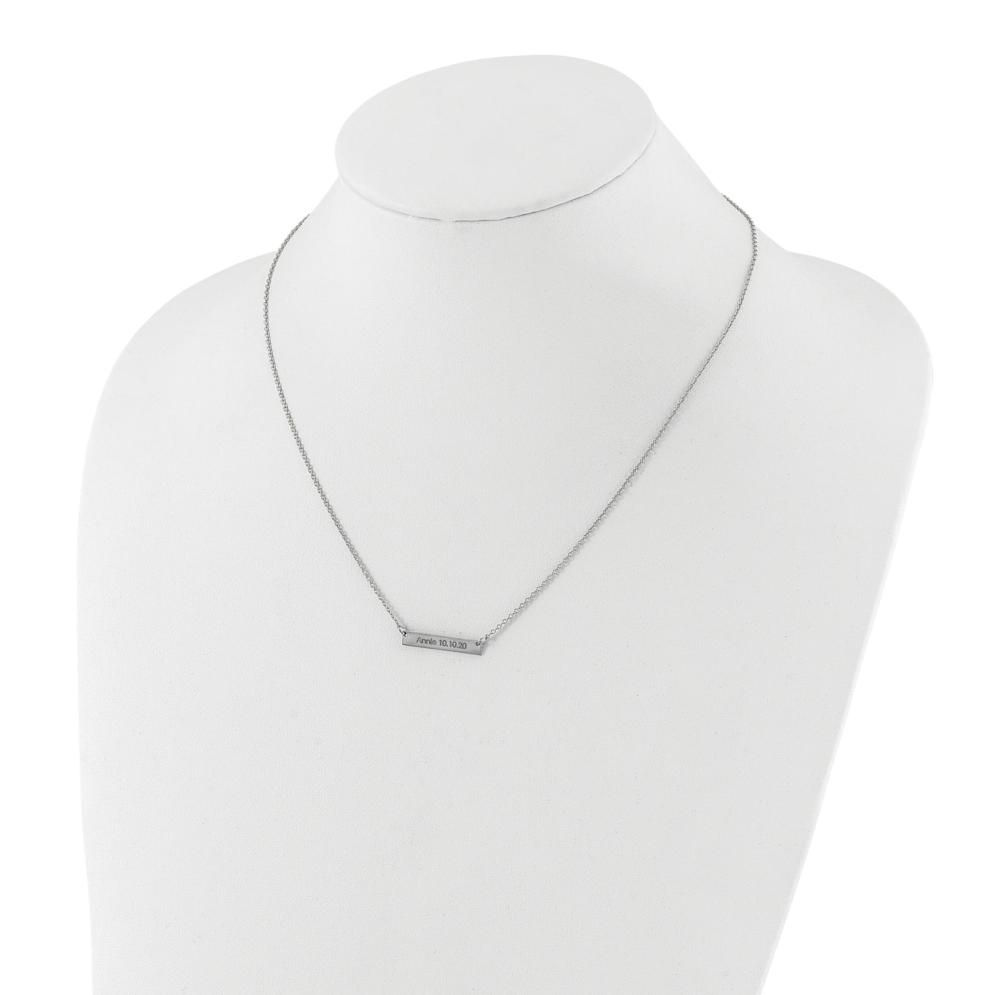 Sterling Silver Rhodium plated Brushed 1 Station Necklace