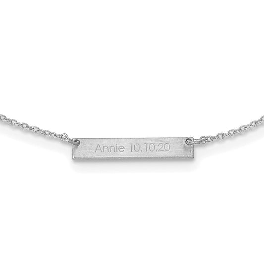 14K White Gold Brushed 1 Station Necklace