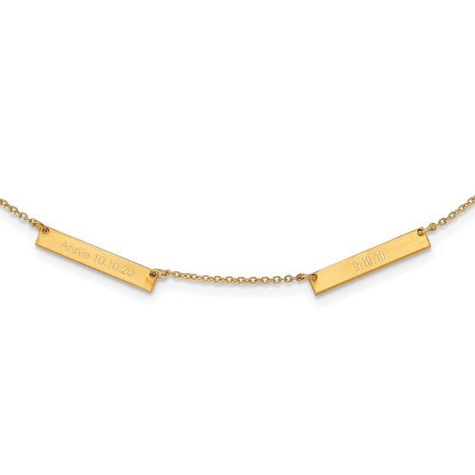 Sterling Silver Gold plated Brushed 2 Station Necklace