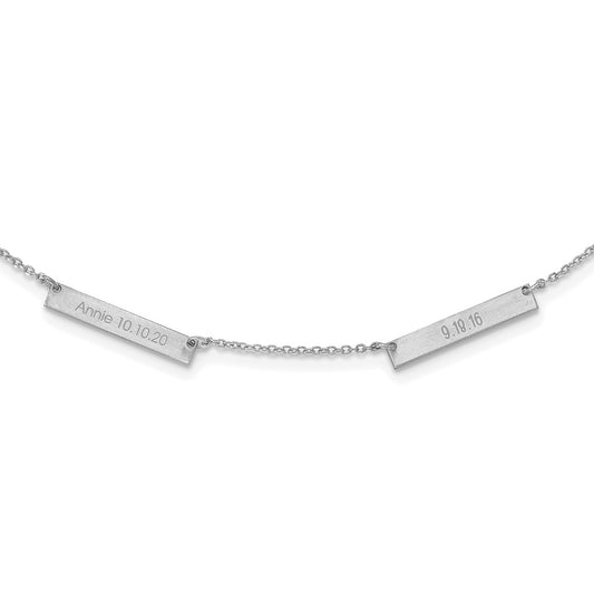 Sterling Silver Rhodium plated Brushed 2 Station Necklace