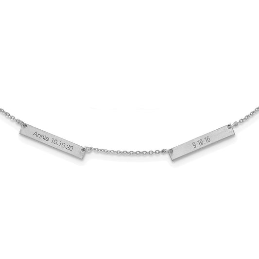 10K White Gold Brushed 2 Station Necklace