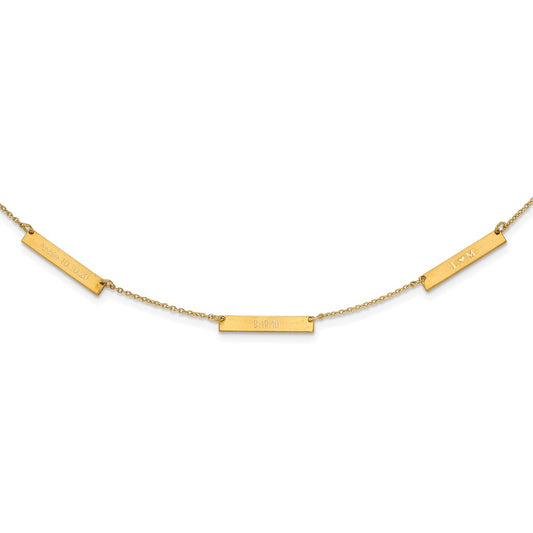 Sterling Silver Gold plated Brushed 3 Station Necklace