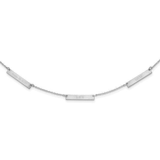 Sterling Silver Rhodium plated Brushed 3 Station Necklace