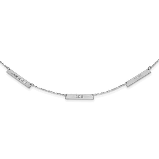 10K White Gold Brushed 3 Station Necklace
