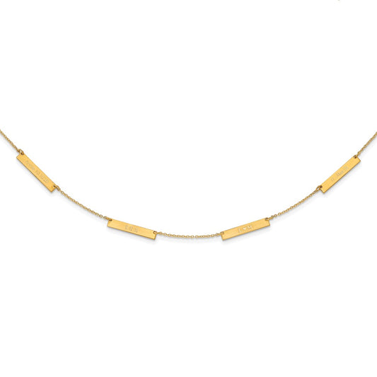 Sterling Silver Gold plated Brushed 4 Station Necklace