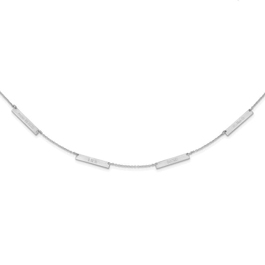 Sterling Silver Rhodium plated Brushed 4 Station Necklace