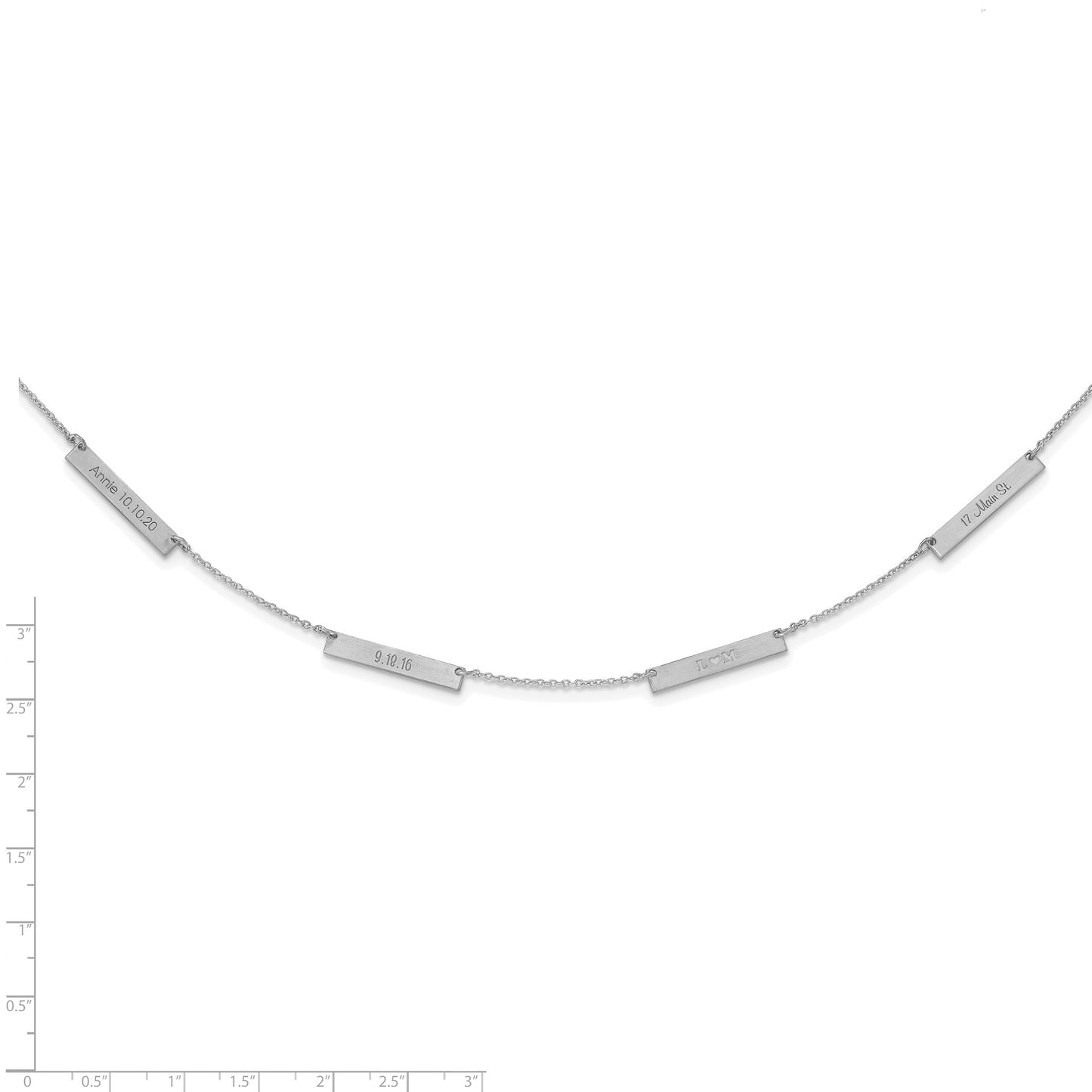 10K White Gold Brushed 4 Station Necklace