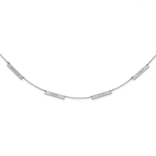 10K White Gold Brushed 4 Station Necklace
