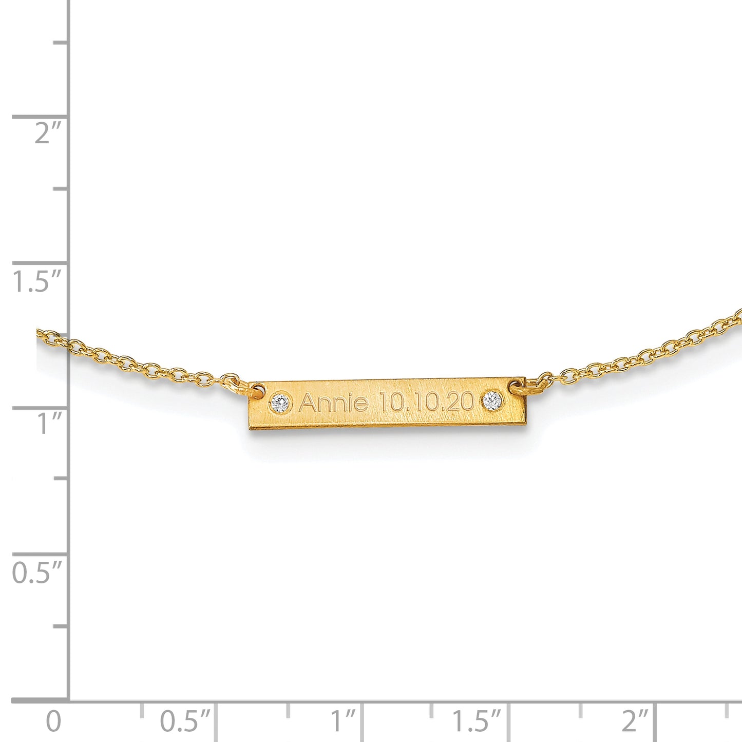Sterling Silver Gold plated Brushed 1 Station with Diamond Necklace