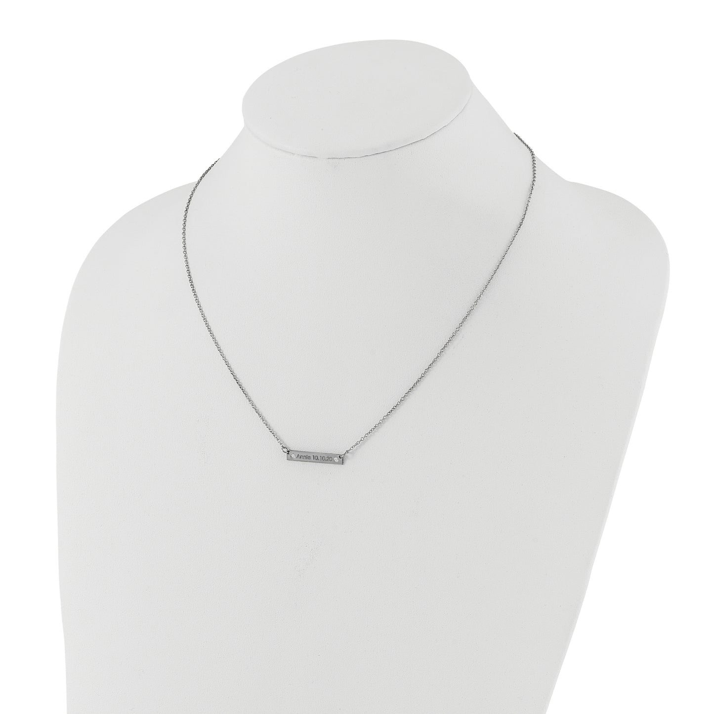 Sterling Silver Rhodium plated Brushed 1 Station with Diamond Necklace