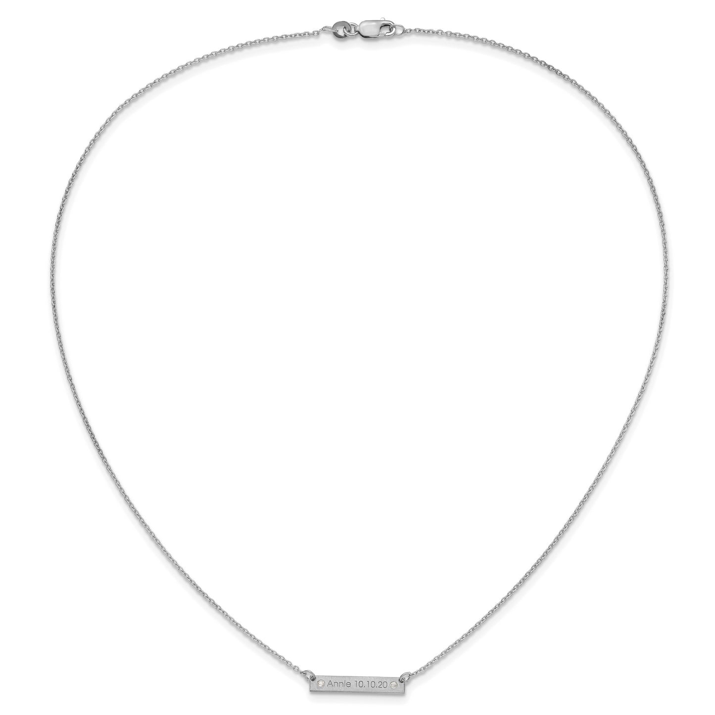 Sterling Silver Rhodium plated Brushed 1 Station with Diamond Necklace