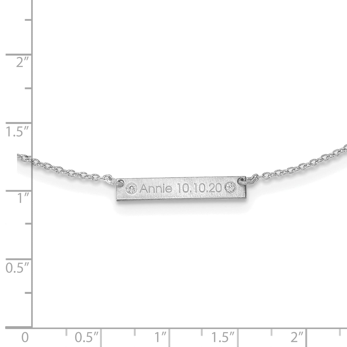 Sterling Silver Rhodium plated Brushed 1 Station with Diamond Necklace