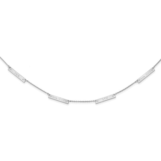Sterling Silver Rhodium plated Brushed 4 Station with Diamond Necklace