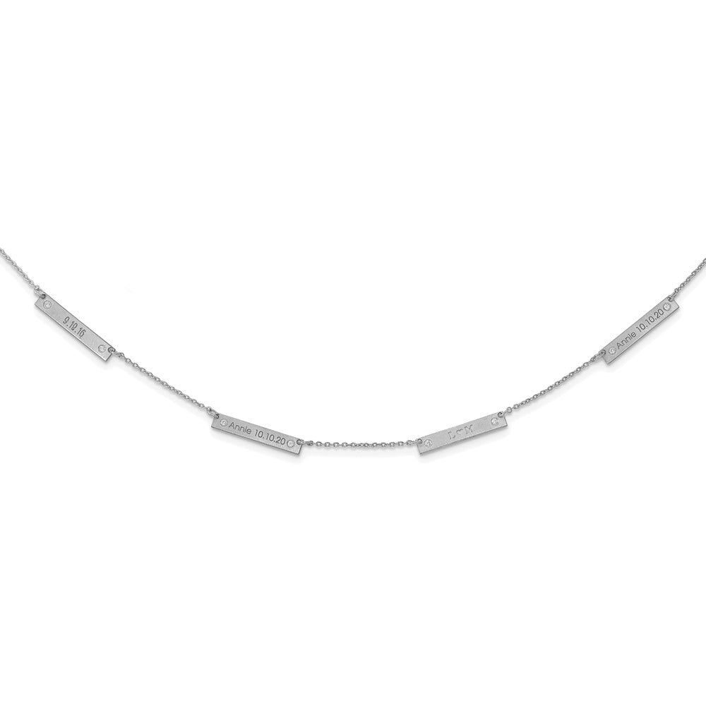 10K White Gold Diamond Necklace Brushed W/4 Stations